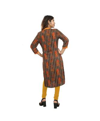 Mustard Printed Kurti For Women 4
