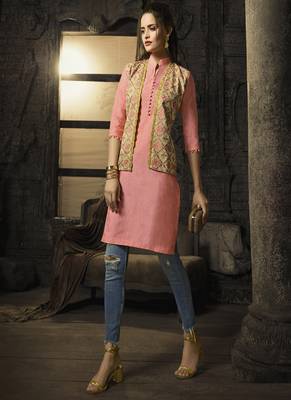 Navy-blue embroidered cotton cotton-kurtis 3