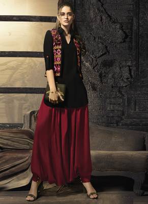 Black embroidered cotton cotton-kurtis 2