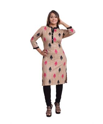 beige Printed Kurti For Women 1