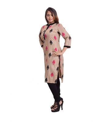 beige Printed Kurti For Women 3