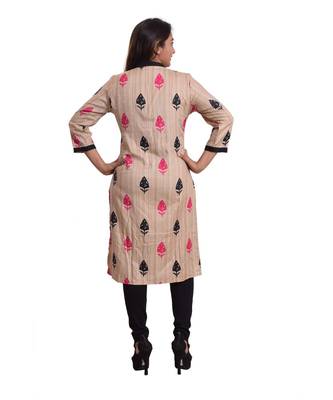 beige Printed Kurti For Women 4