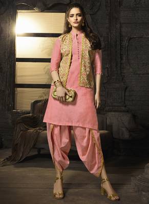 Peach embroidered cotton cotton-kurtis 1