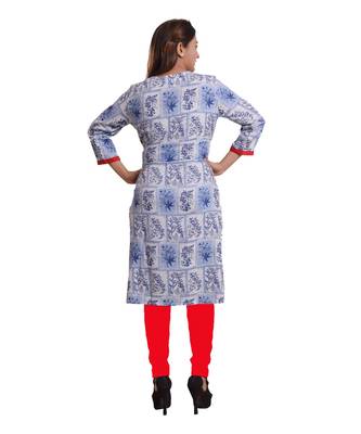 Blue Printed Kurti For Women 4