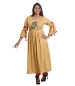 Cream embroidered Kurta For Women