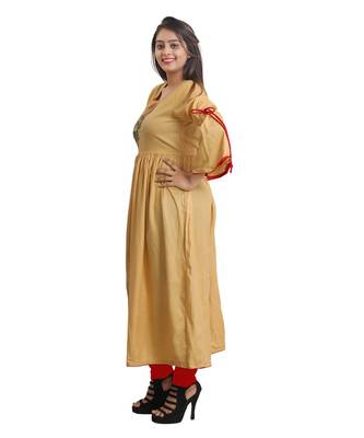 Cream embroidered Kurta For Women 3