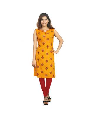 Mustard Printed Kurti For Women 1