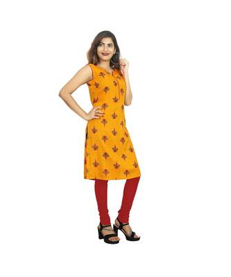 Mustard Printed Kurti For Women 2