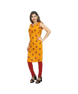 Mustard Printed Kurti For Women 3