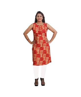 Orange Printed Kurti For Women 1