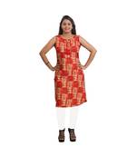 Orange Printed Kurti For Women