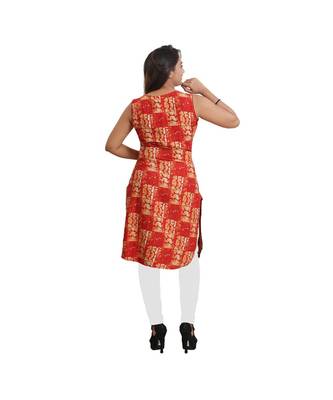 Orange Printed Kurti For Women 4