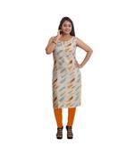 Cream Printed Kurti For Women