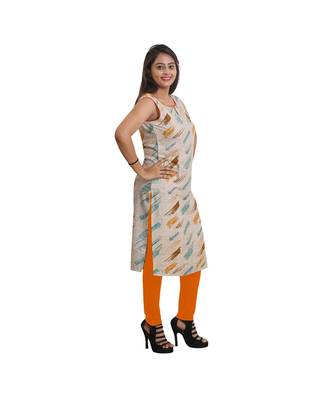 Cream Printed Kurti For Women 2