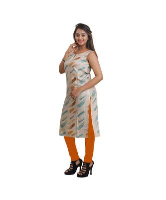 Cream Printed Kurti For Women 3