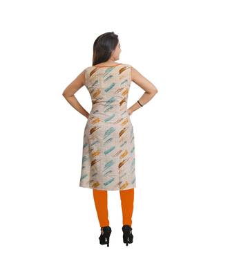 Cream Printed Kurti For Women 4