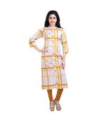 Checked and Floral Kurta For Women