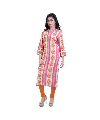 Pink Floral Print kurta For Women 3