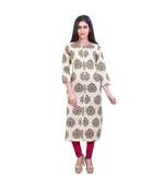 Floral print green kurta For Women