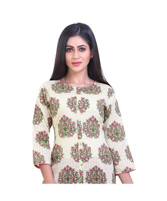 Floral print green kurta For Women 3