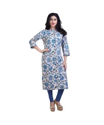 Blue Floral Print Kurta For Women 1
