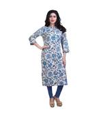 Blue Floral Print Kurta For Women