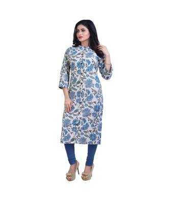 Blue Floral Print Kurta For Women 3