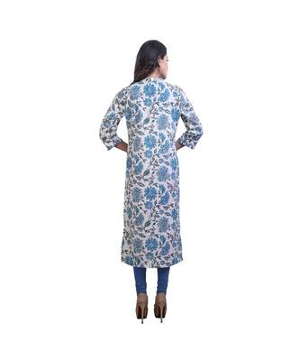 Blue Floral Print Kurta For Women 4