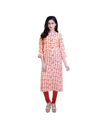 Orange Floral Printed Kurta For Women 1