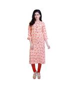 Orange Floral Printed Kurta For Women