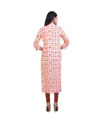 Orange Floral Printed Kurta For Women 4