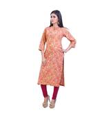 Peach Floral Kurta For Women