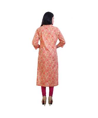 Peach Floral Kurta For Women 2