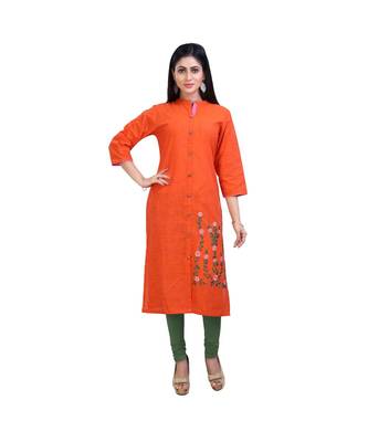 Orange embroidered Kurta For Women 1