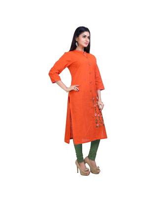 Orange embroidered Kurta For Women 2