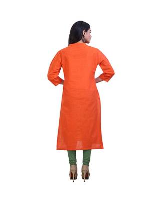 Orange embroidered Kurta For Women 4