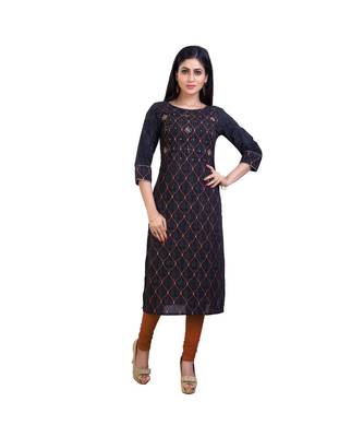 Embellished Black Kurta For Women 1