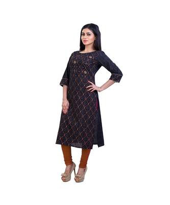 Embellished Black Kurta For Women 3