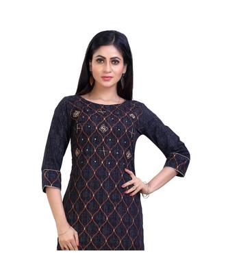Embellished Black Kurta For Women 5