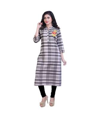 embroidered grey kurta For Women 1