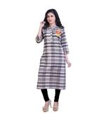 embroidered grey kurta For Women