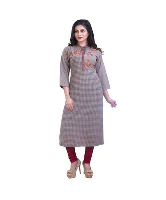 beige embroidered kurta For Women 1