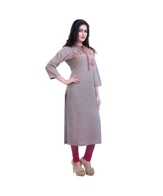 beige embroidered kurta For Women 2