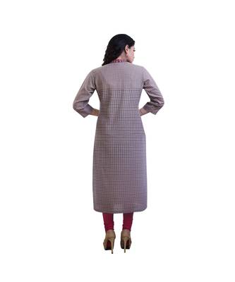 beige embroidered kurta For Women 4