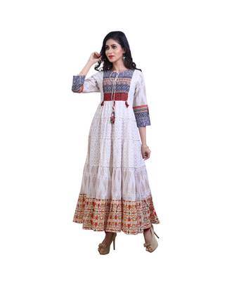 off white Anarkali Kurta For Women 2