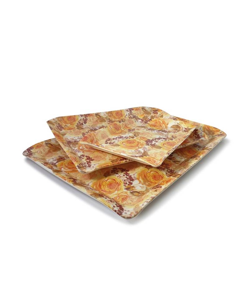 Ferrari Yellow Flora High Grade Melamine Serving Plates