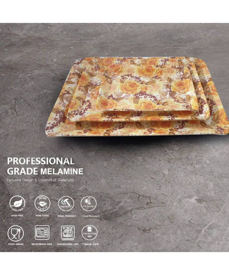 Ferrari Yellow Flora High Grade Melamine Serving Plates