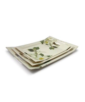 Japan White Flora High Grade Melamine Serving Plates 1