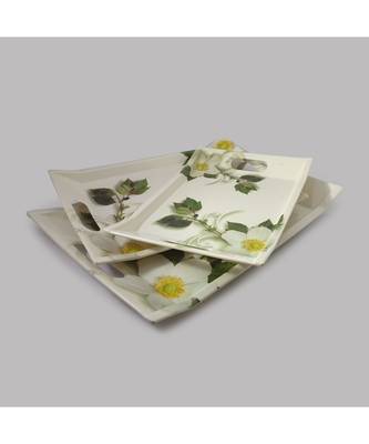 Japan White Flora High Grade Melamine Serving Plates 2