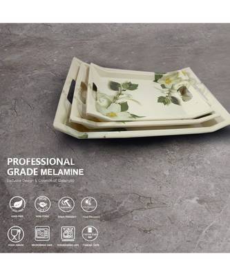 Japan White Flora High Grade Melamine Serving Plates 5
